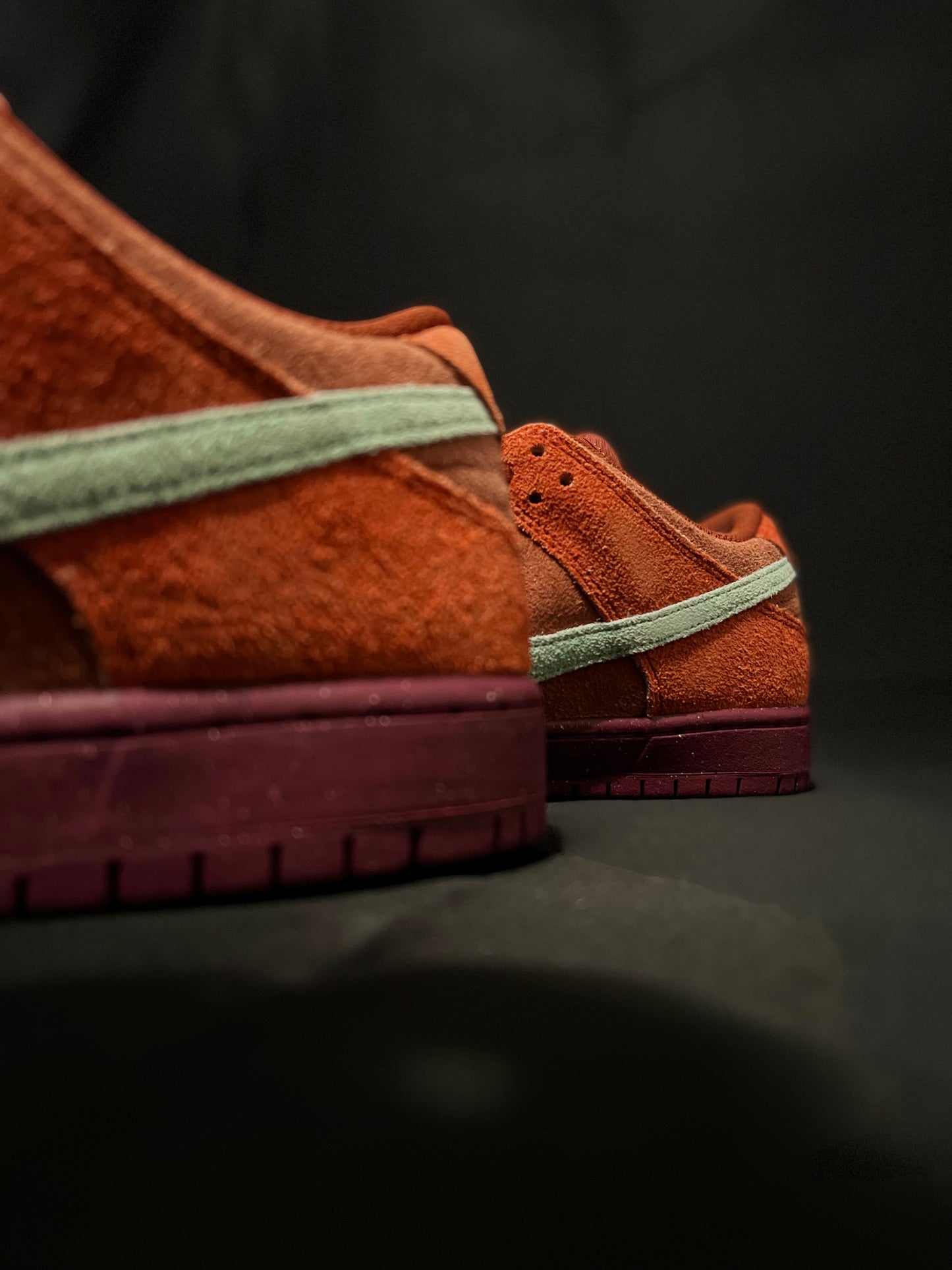 Nike SB Dunk Low Mystic Red Rosewood sneakers - Iconic retro style with plush suede in Mystic Red. DV0833-600 Men's Sneakers. Elevate your streetwear game. #NikeSBDunk #MysticRedRosewood